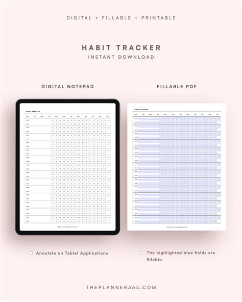 Habit Tracker Fillable Printable Routine Builder Digital Etsy