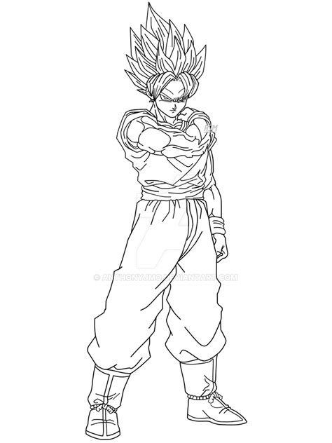 Unexpected Legend Super Saiyan Goku Lr Lineart By Anthonyjmo On