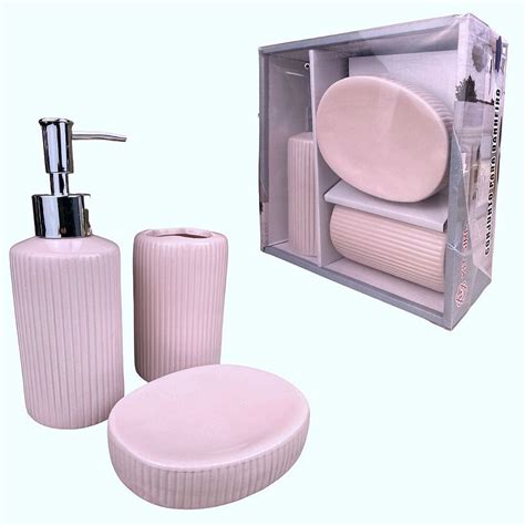 Kit Banheiro Lavabo Pe As Rosa Cer Mica Luxo Porta Sabonete M Atacado