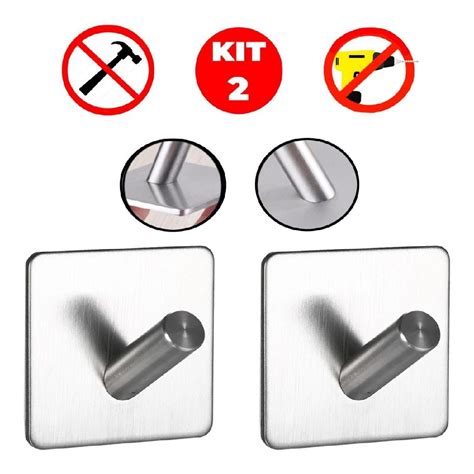 Kit Ganchos Adesivo Parede Inox Pendurar Cabide Suporte Shopee Brasil