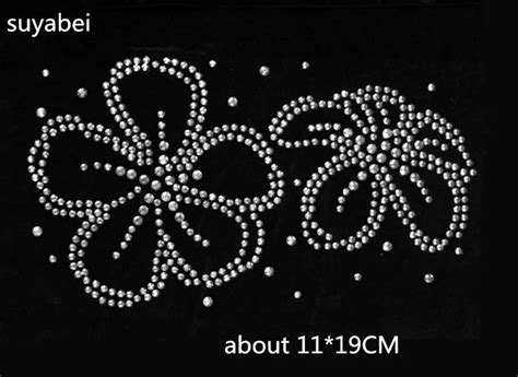 Pc Lot Double Flower Hot Fix Rhinestone Motif Designs Strass Iron Iron On Applique Patches