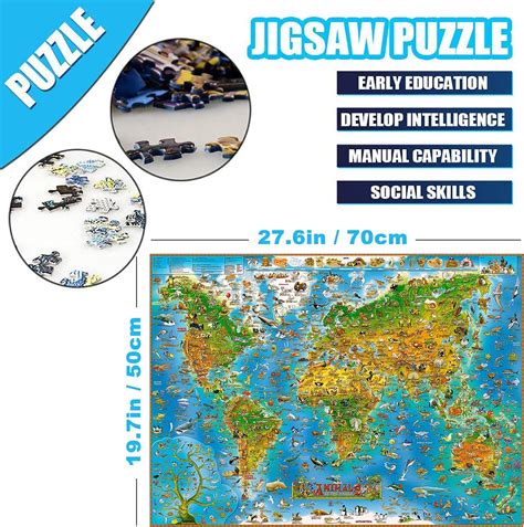 Jigsaw Puzzles for Adults 1000 Piece Animals of The World Normal Size 27.56 x 19.69 Inch Jigsaw ...