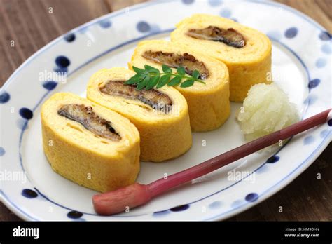 Umaki Japanese Eel Rolled Omelet Japanese Cuisine Stock Photo Alamy