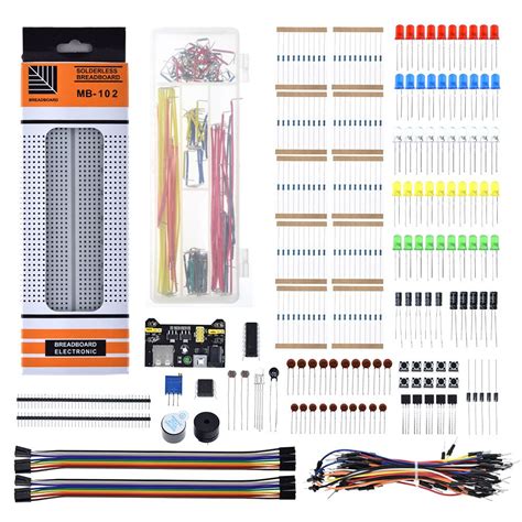 Electronics Component Basic Starter Kit With Tie Points Breadboard