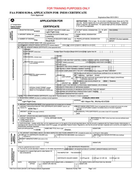 Fillable Faa Form 8130 6 Printable Forms Free Online