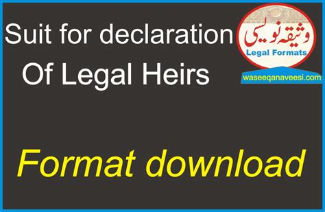 Suit For Declaration Of Legal Heirs Format