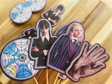 Wednesday Addams Themed Cupcake Toppers Etsy