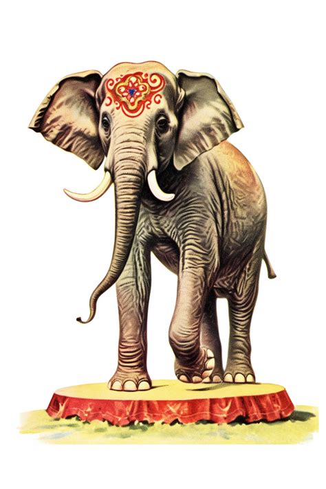 Vintage 1920 Circus Elephant Stand On His Two Rear Legs Illustration