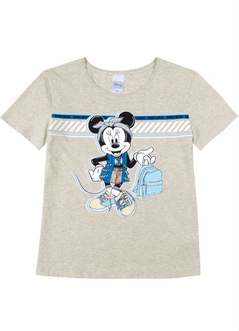 T Shirt Estampa Frente E Costas Cinza Disney By Cativa