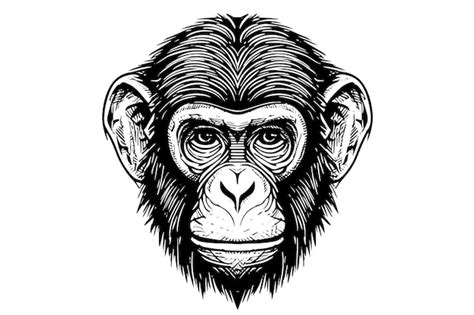 Premium Vector Monkey Head Or Face Hand Drawn Vector Illustration In