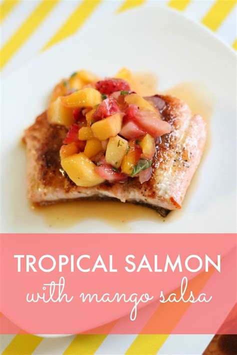 Seared Tropical Salmon With Mango Salsa Ice Cream Off Paper Plates