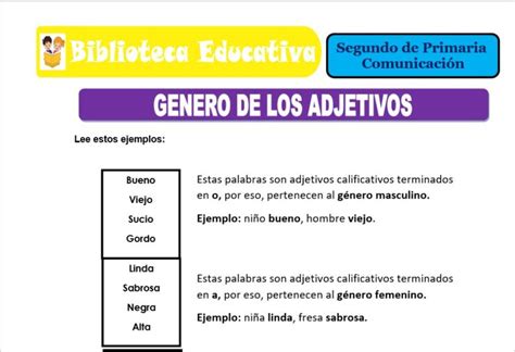 G Nero De Los Adjetivos Para Segundo De Primaria Biblioteca Educativa