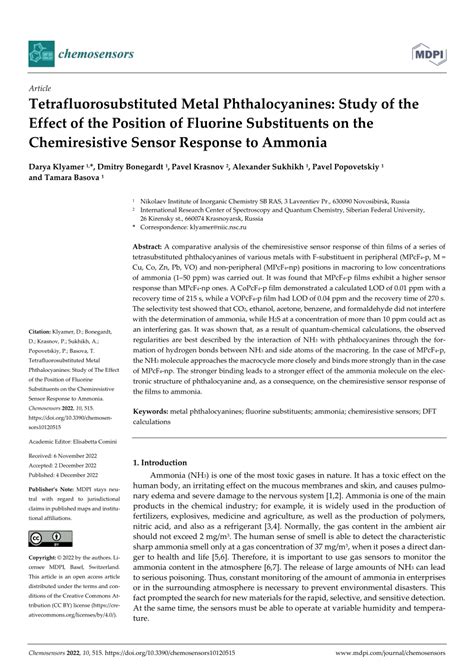 Pdf Tetrafluorosubstituted Metal Phthalocyanines Study Of The Effect