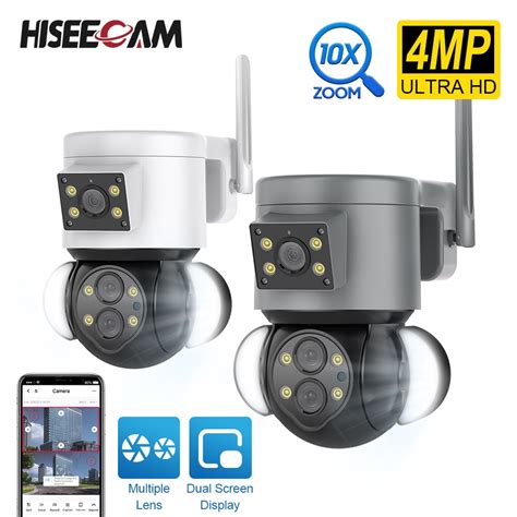 Cámara IP de doble lente para exteriores reflector LED de 4MP WiFi