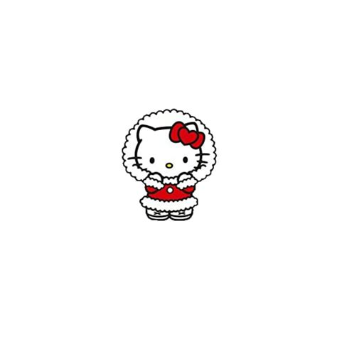 an image of hello kitty with red bow on it's head and white dress