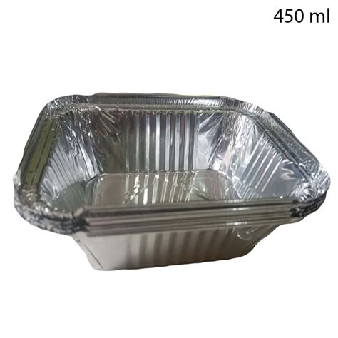 Silver Rectangular Ml Aluminum Foil Container For Event And Party