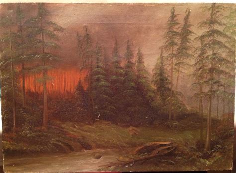 Old Forest Fire (?) Painting Unsigned | InstAppraisal