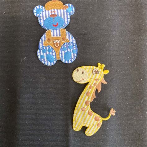 Giraffe Teddy Bear Iron On Patches 2 Pk Unused