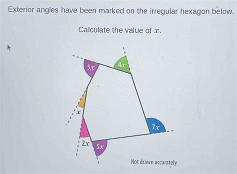 Solved: Exterior angles have been marked on the irregular hexagon below ...