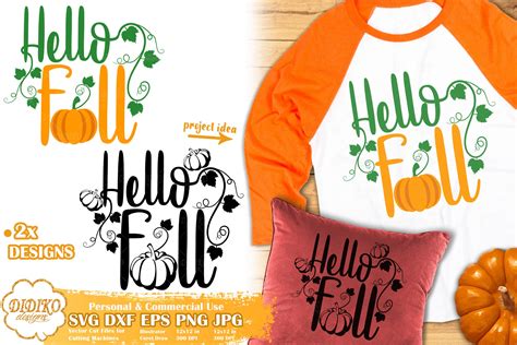 Hello Fall Svg Pumpkin Svg Autumn Cut File Didiko Designs