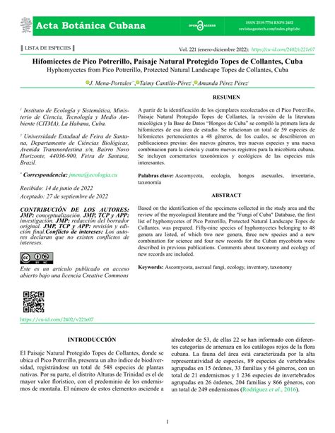 Pdf Hifomicetes De Pico Potrerillo Paisaje Natural Protegido Topes