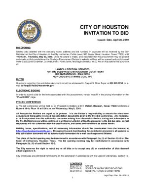 Fillable Online City Of Houston Invitation To Bid Fax Email Print