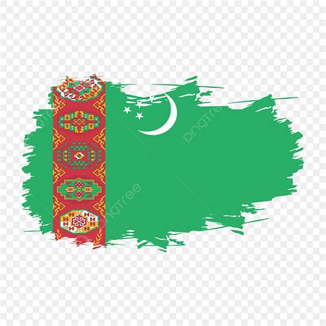 Turkmenistan Flag Clipart Hd PNG, Turkmenistan Flag Isolated Brush ...