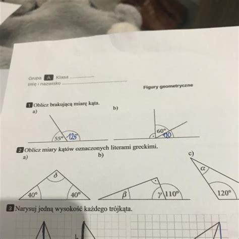 Oblicz miary katów oznaczonych literami greckimi Brainly pl