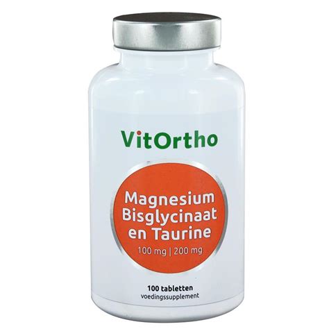 Magnesium Bisglycinaat 100 Mg En Taurine 200 Mg 100 Tabletten Vitortho