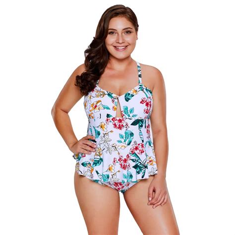 Tropical Floral Print Peplum Swimsuit Swiming Suit Swimsuit Solid Sexy