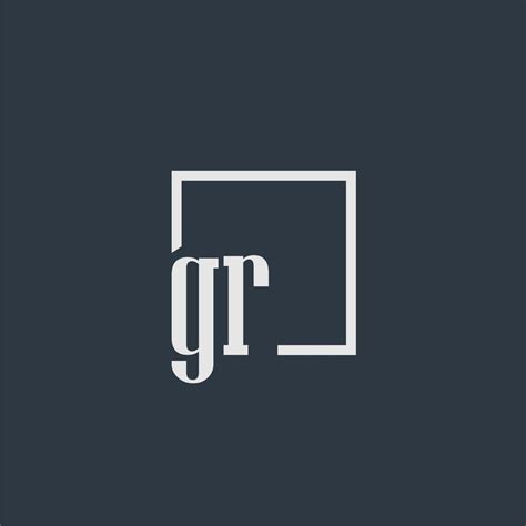 GR Initial Monogram Logo With Rectangle Style Dsign 13101626 Vector Art