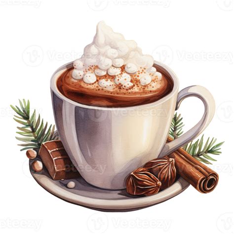 Hot Chocolate For Christmas Event Watercolor Style Ai Generated