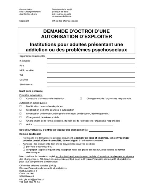 Fillable Online Demande D Octroi D Une Autorisation D Exploiter Fax