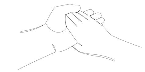 Premium Vector Drawing Of Womans Hand That Rests On The Palm Of Mans