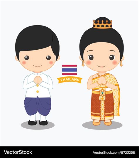 Boy And Girl In Thai Costume Royalty Free Vector Image