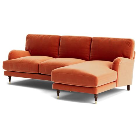 Swoon Charlbury Velvet Right Hand Corner Sofa Burnt Orange By Habitat