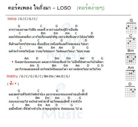 คอร์ดเพลง ใจสั่งมา เสก Loso ใจสั่งมา โลโซ คอร์ด ง่ายๆ หนังสือเพลง คอร์ดอูคูเลเล่ คอร์ด