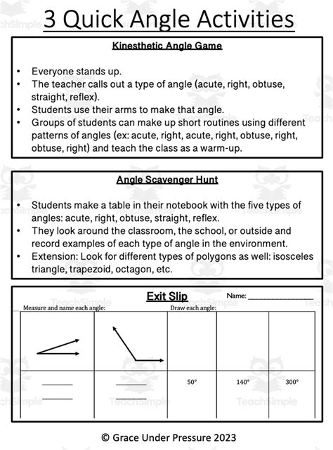 3 Quick Angle Activities To Practice Measurement And Classification