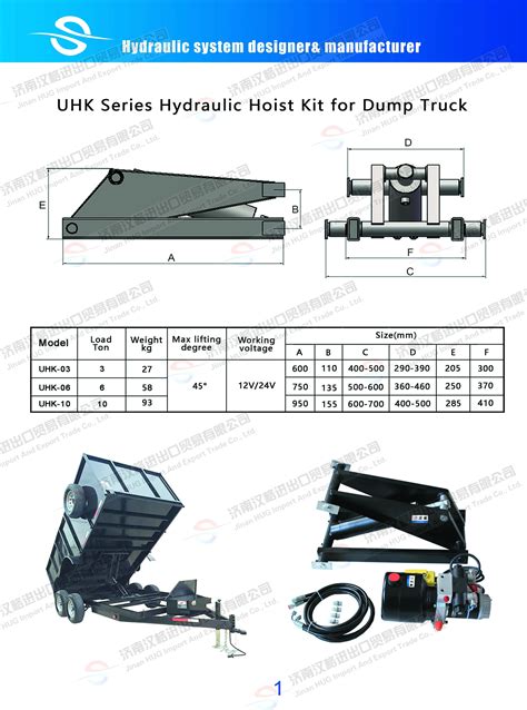 Truck Bed Hydraulic Dump Hoist Hydraulic Cylinder And Power Unit For