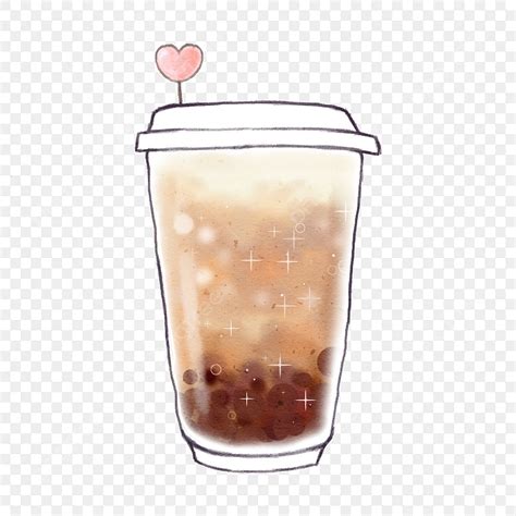 Hand Painted Watercolor Pearl Milk Tea Milk Tea Tea Bubble Tea Png