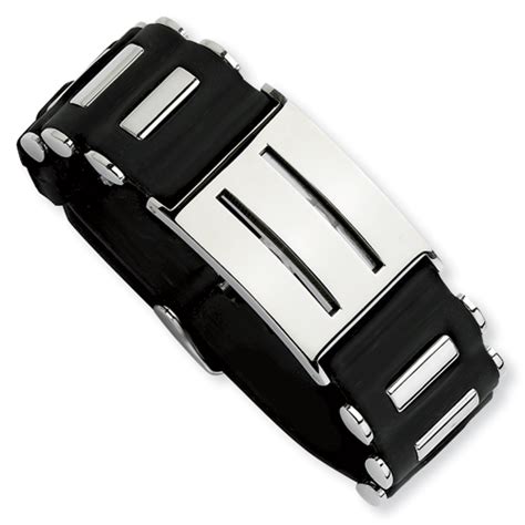 Chisel Stainless Steel Black PVC 9.5in Buckle Bracelet | Chisel Jewelry ...