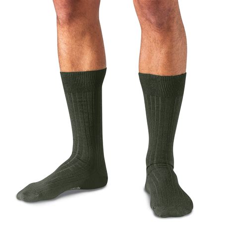 Merino Wool Mid Calf Dress Socks Olive Charcoal Khaki Pack Of