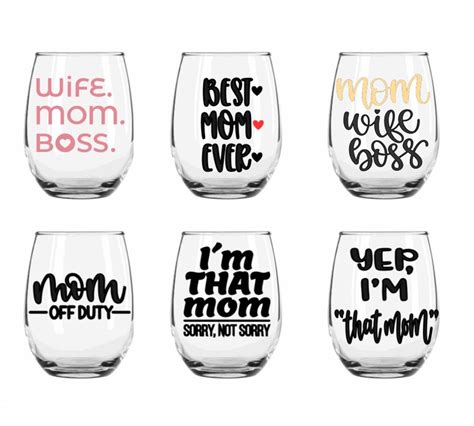 Mom Wine Glasses Mothers Day Wine Glasses Mom Wine Funny Etsy