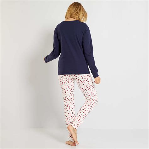 Pijama Largo Mujer Talla A Azul Kiabi