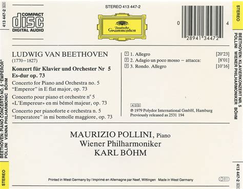 Maurizio Pollini Wiener Philharmoniker Karl Bohm Beethoven Piano