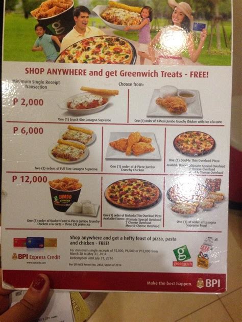 Menu At Greenwich Pizzeria Iloilo City Upper Ground Sm City Iloilo