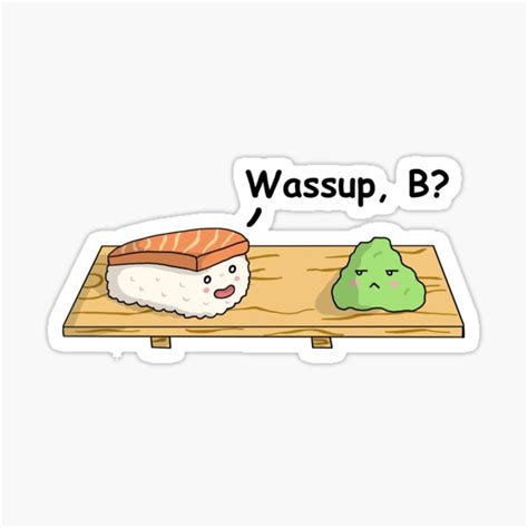 Kawaii Funny Salmon Nigiri And Wasabi Sticker For Sale By