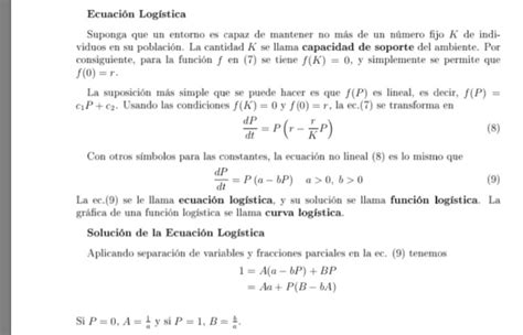 Solved Ecuación Logística Suponga que un entorno es capaz de Chegg