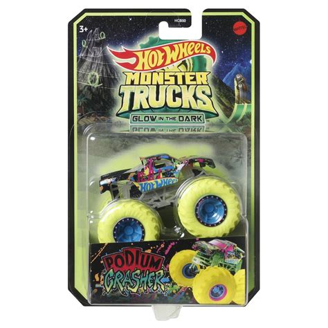 Masinuta Monster Trucks Hot Wheels Glow In The Dark Podium