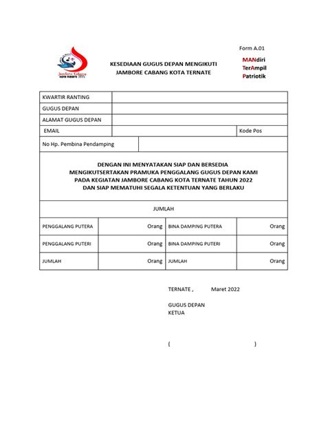 Form A01 Kesediaan Gudep Pdf